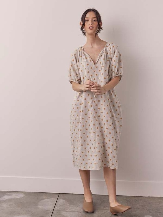 amente Dresses & Skirts - 100% linen amente polka dot midi dress m-large